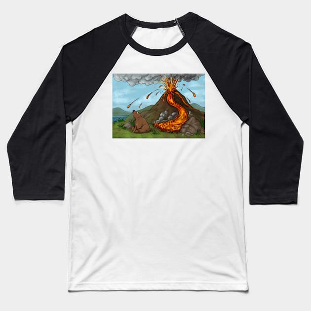 Dumb Bear - Volcano Baseball T-Shirt by JadedSketch